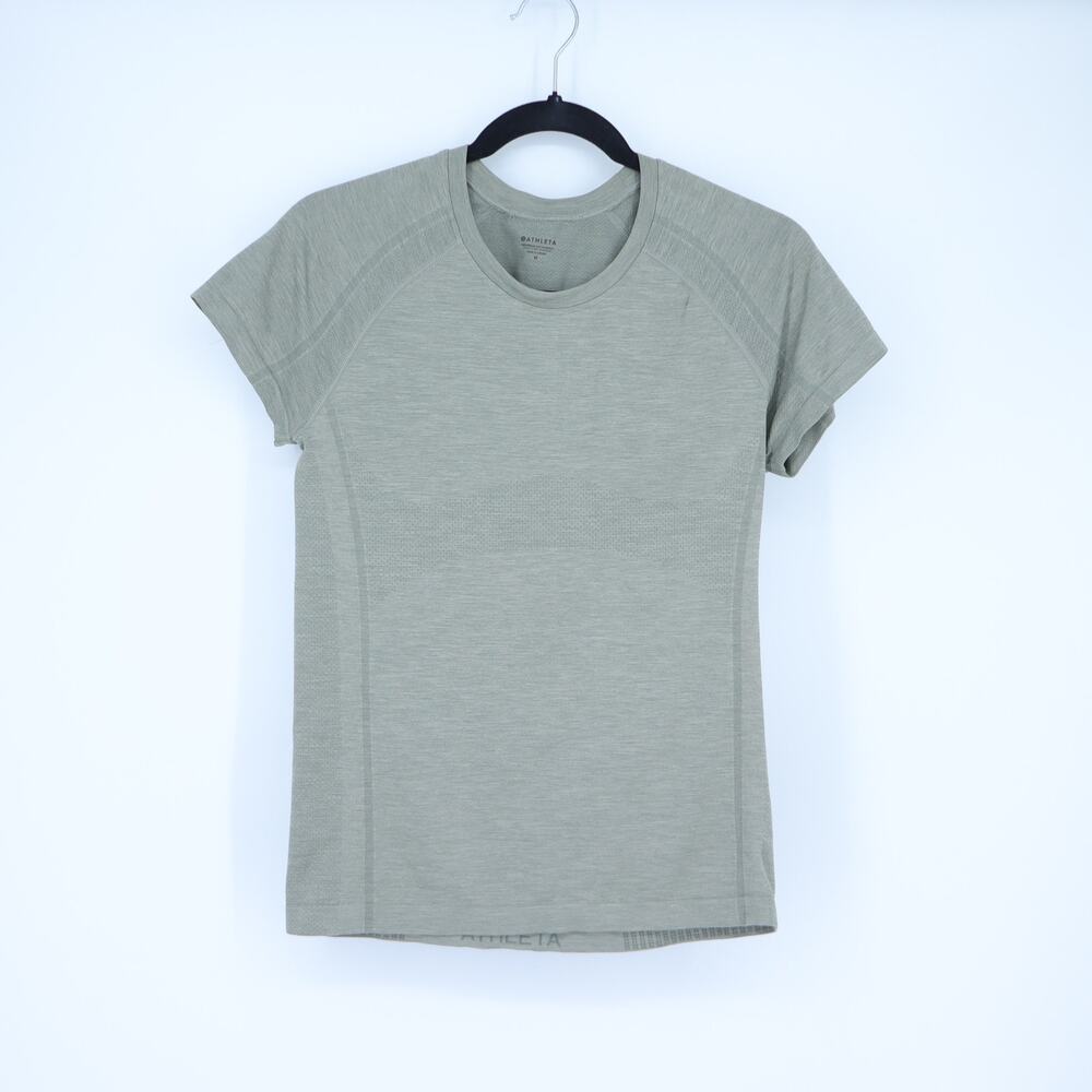 Athleta Momentum Flex Tee Willow Heather Short Sleeve Training Active Women's M